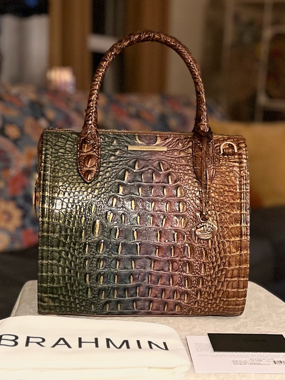 NEW Brahmin Small Caroline Satchel in Mystical Ombre Pecan Melbourne - Picture 2 of 11